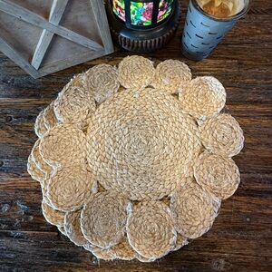 Woven Natural Fiber Placemats Set of 4 Raffia Look Rustic Jute Bohemian Natural